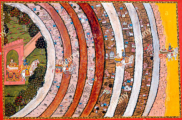 The Lord's chariot passed over the seven islands and seven seas.