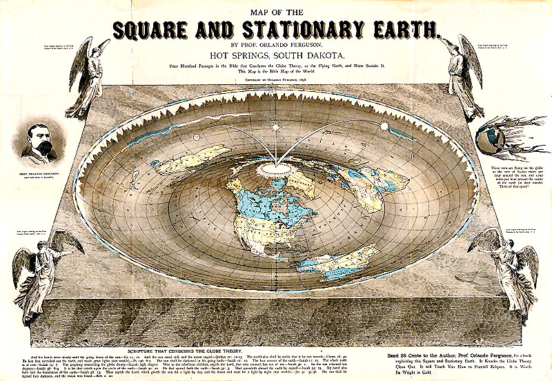 Famous map of the stationary earth from 1893 published by Orlando Ferguson