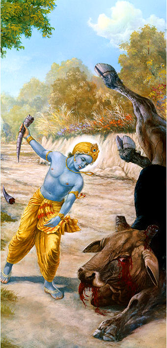 Krishna tötet den dämonischen Stier Aristasura